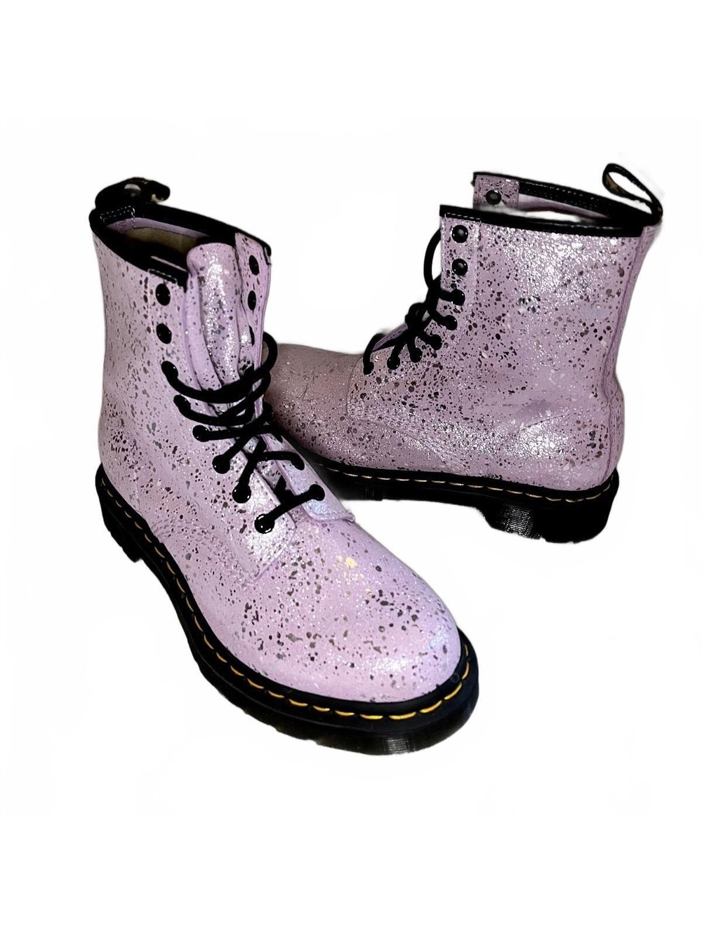 Dr. Martens 1460 Lilac Metallic Paint Splatter Boots Women’s 9